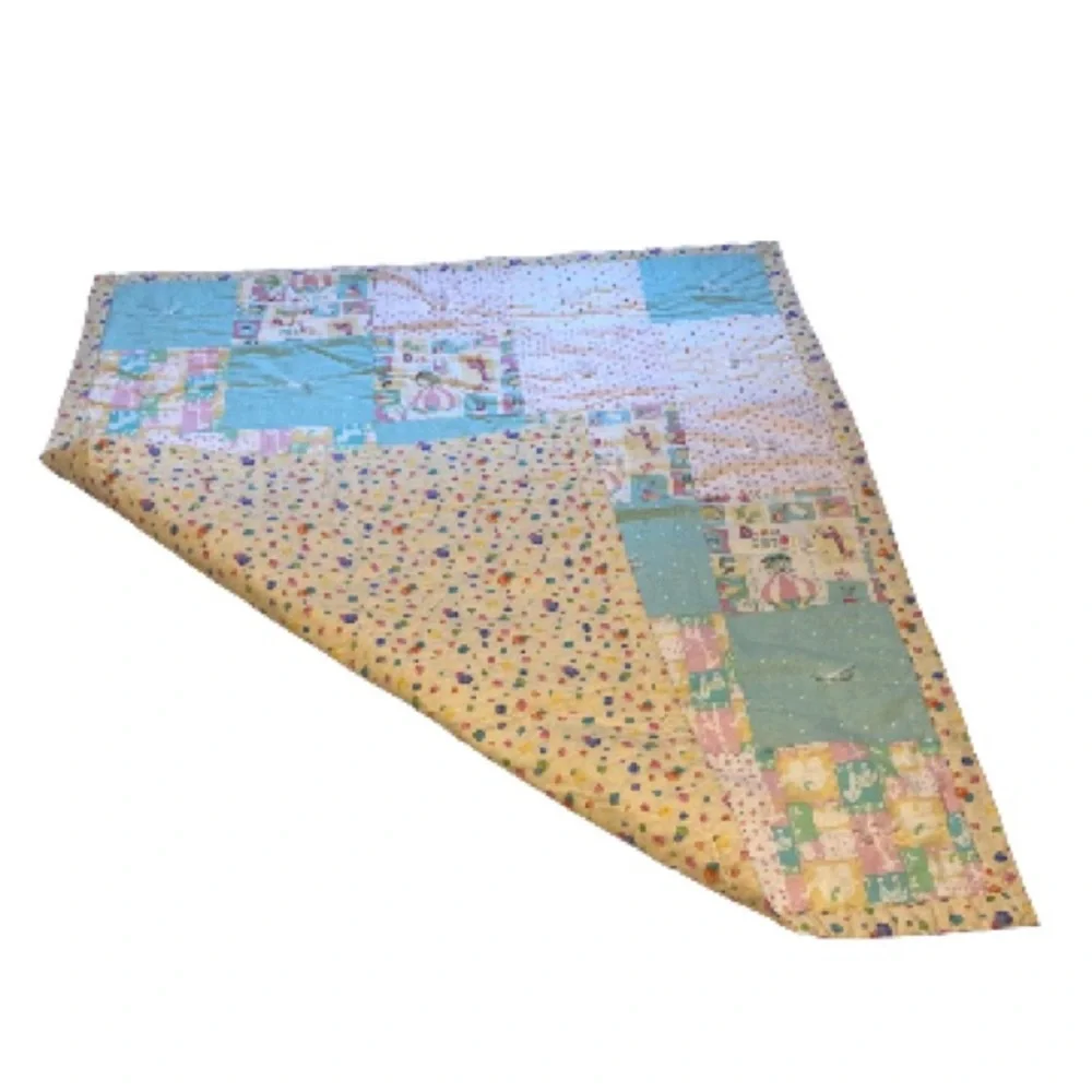 Handmade PASTEL SQUARES Animal Air balloon Baby Throw Blanket Quilt